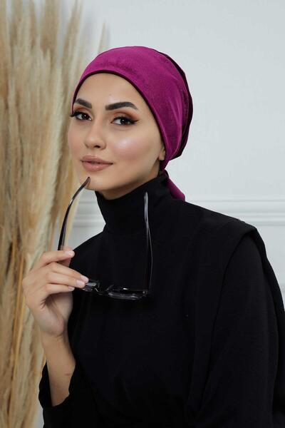 METKAR Velvet Bonnet,B-49K Purple