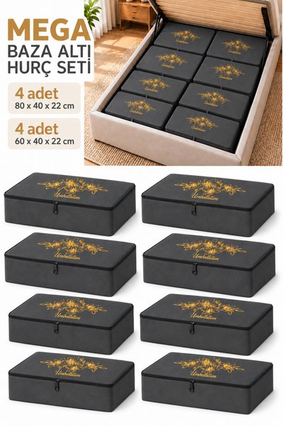 umbellatum 8 Adet Baza Altı Hurç Seti | 4 Mega 80x40x22 + 4 Adet Büyük 60x40x...