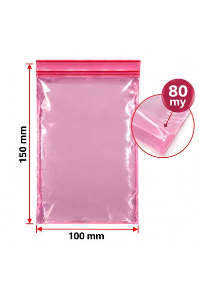 INATECH Set 50 Pungi Ziplock Antistatice ESD, 100 x 150 mm, Grosime 80 my, Re...