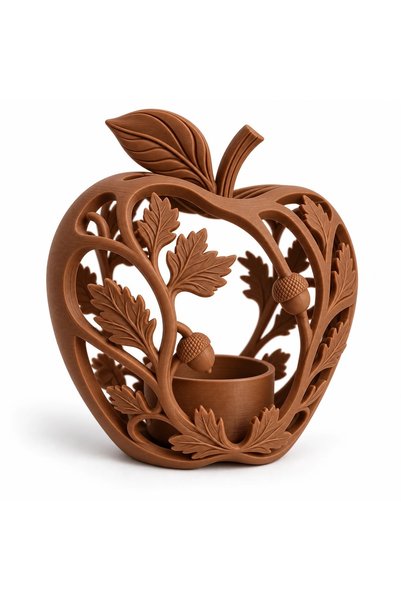 OEM 3D Printed Autumn Apple LED Tea Light Holder - 13.59 × 9.4 × 14.87 cm