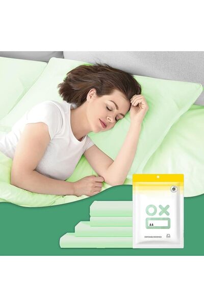 GENERAL طقم أغطية سرير للاستخدام مرة واحدة - 4 قطع (1 ملاءة سرير، 1 غطاء لحاف...