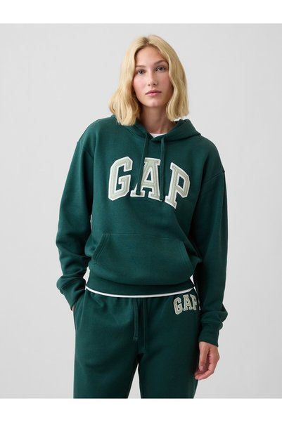 GAP Kadın Koyu Yeşil Relaxed Logo Sweatshirt
