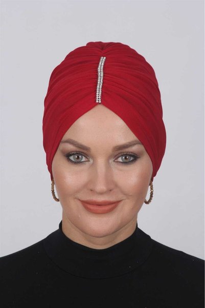 METKAR Drawstring Stone Bonnet Red
