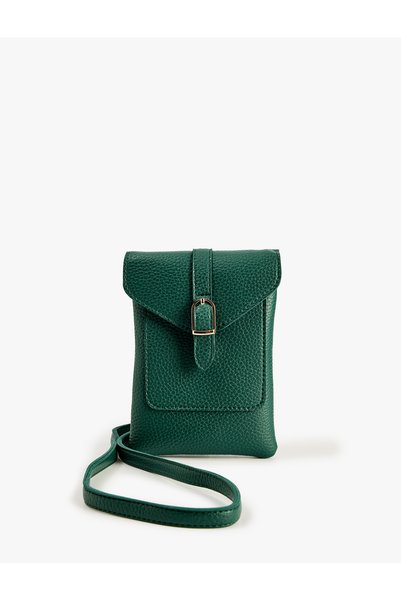 Koton Crossbody Phone Bag with Adjustable Strap, Flap Pocket Detail, and Meta...