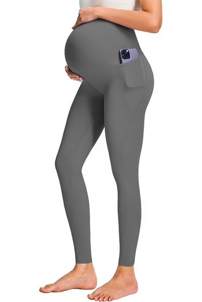 JOYSPELS Maternity Leggings Over The Belly with Pockets Non-See-Through Worko...