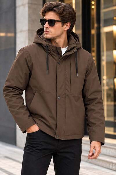 YESİ Men's Shofthell Fabric Water and Wind Resistant Coat