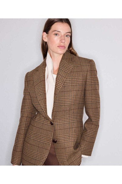 İpekyol Ekose desen bel vurgulu blazer