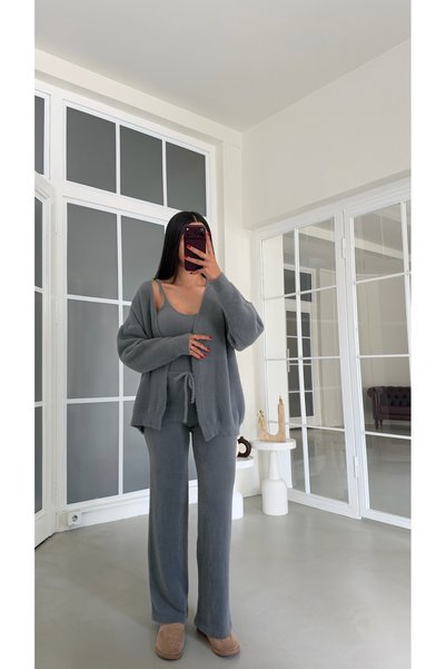GAUS CO Gri Yumuşak Dokulu Üçlü Premium Takım GAUS-02028 GAUS-02210