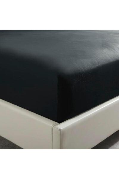 Nitki Cearceaf cu elastic, 200x200+30cm, bumbac satinat, negru