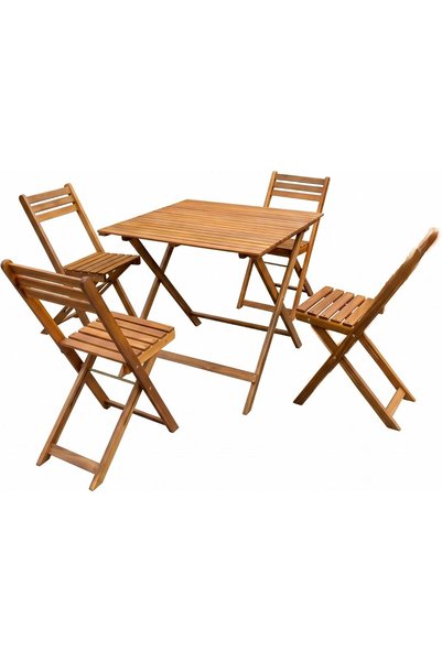 PARADISO Malta Outdoor Dining Set - 4 Person Wooden Garden Patio Furniture, C...