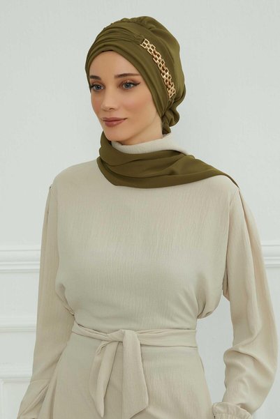 METKAR عمامة جاهزة من الشيفون بتصميم مميز مع إكسسوارات ذهبية، HT-28، HT-28 أخ...