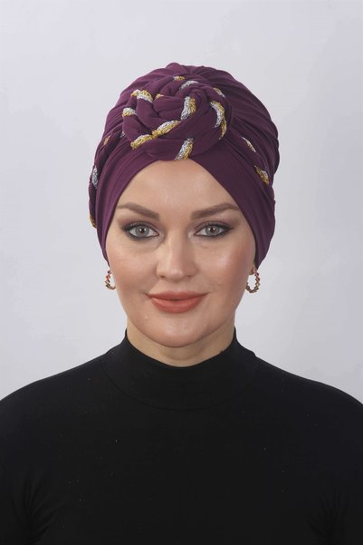 METKAR الخوخ المضفر الجاهز بالترتر اللامع