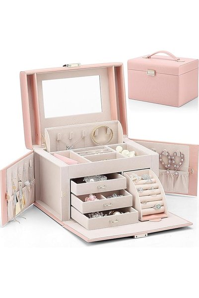VLANDO Jewelry Box Organizer for Girls Women, Large Baroque Jewelry Storage B...