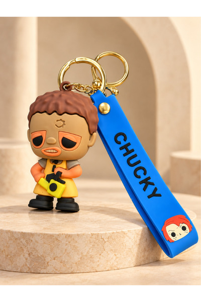 Dörtel Tedarik Chucky Figured Keychain Blue Hanging Ring Bag and Key Accessory