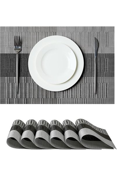 GENERAL Leetaltree Brown with Black Striped Placemats Set of 6 - Heat Resista...