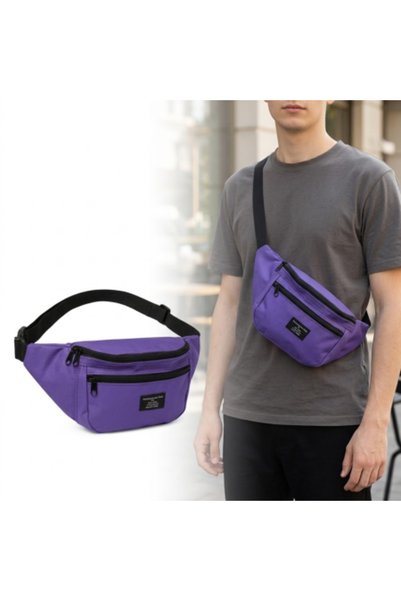 SyaMAG Borseta mov, 2 buzunare, brau sau crossbody, curea reglabila 40 - 58 cm