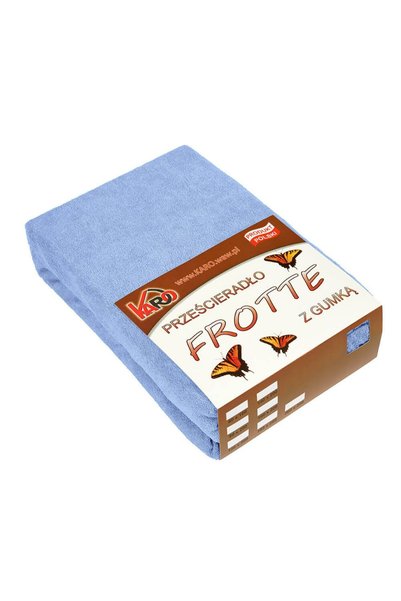 Karo Cearceaf cu elastic Terry, Frotir, 200g/m2, 180x200 cm, Albastru deschis