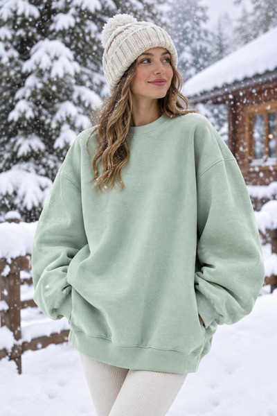 Nirvana Butik Kadın 3-İplik Şardonlu İçi Polarlı Kışlık Extra Kalın Ve Yumuşa...