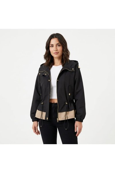 nido moda Kapüşonlu Beli Büzgülü Kadın Ceket