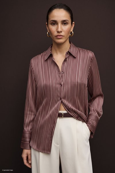 Sateen Striped Shirt - Plum