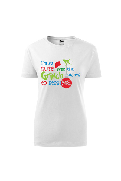 Malfini Tricou personalizat, Grinch #96, Bumbac 100%, Alb, Dama, Marime S