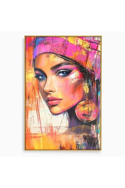 Luxcanva Tablou Canvas Privirea care Vrajeste 80x120 cm cu Rama Auriu Portret...
