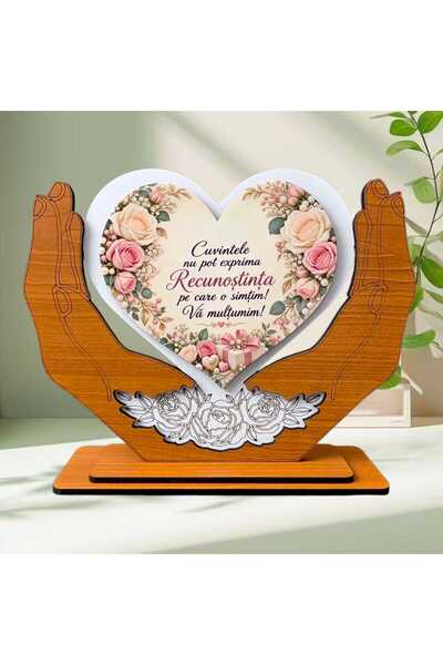 OEM Cadou de Mulțumire – Decor Inimă cu Palme „Recunoștința”, 20x14 cm