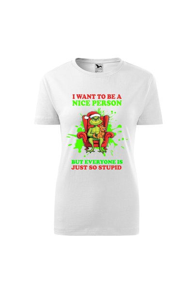 Malfini Tricou personalizat, Grinch #193, Bumbac 100%, Alb, Dama, Marime M