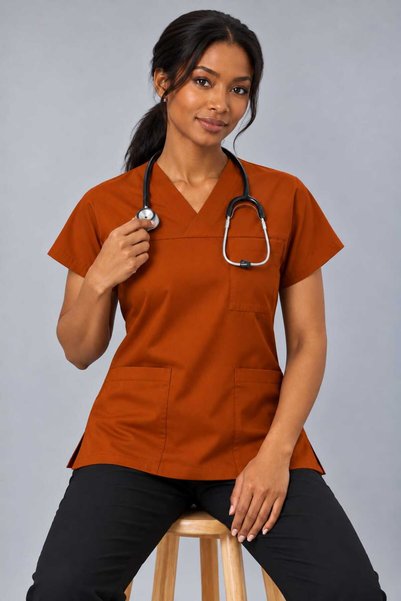 EMİR MEDİKAL (E-Flex) Tile Lycra Women's Single Top Non-Ironing Nurse and Doctor Uniform Scrubs Hospital Uniform