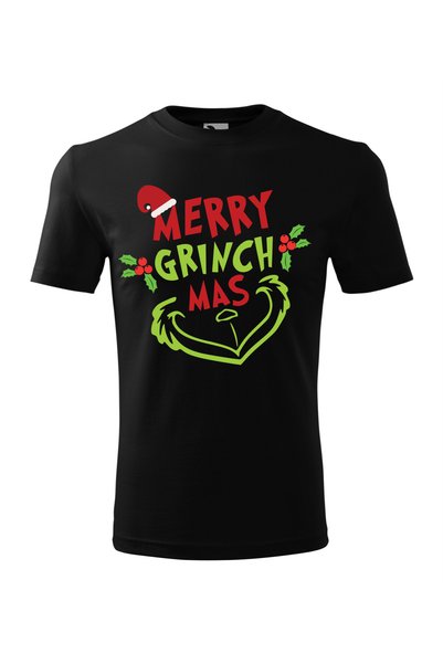 Malfini Tricou personalizat, "Merry Grinchmass", Negru, Marime 4XL