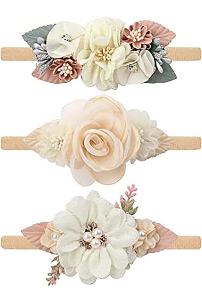 KASTWAVE Baby Girl Nylon Headbands Infant Flower Elastic Hair band Bows Wraps...