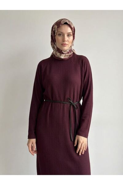 Generic Brand Reglan Sleeve Knitwear Dress-Burgundy