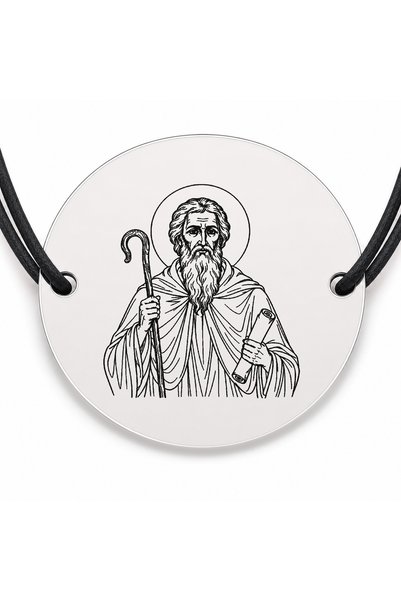 Simoshop Brățară argint 925 cu bănuț Sfântul Drept Ioachim, șnur negru reglabil