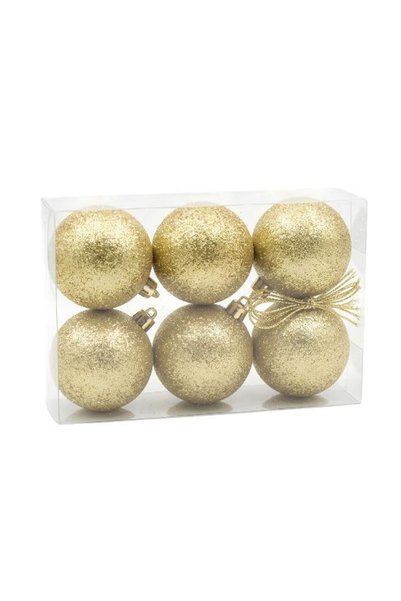 Noname Set globuri pentru brad, plastic, auriu, 6 cm, 9 bucăți