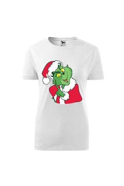Malfini Tricou personalizat, Grinch #184, Bumbac 100%, Alb, Dama, Marime 3XL