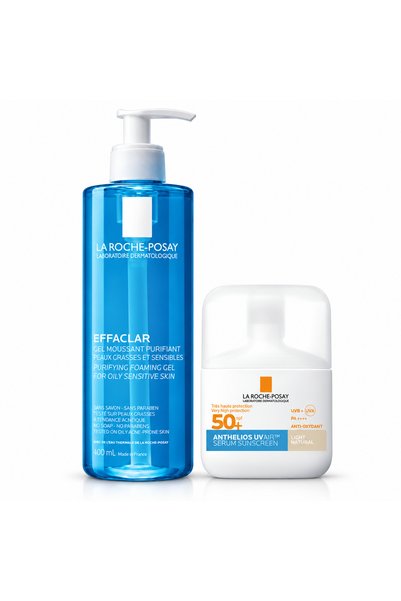 La Roche Posay مجموعة لاروش بوزيه للبشرة الدهنية والمختلطة: منظف إفاكلار (400...