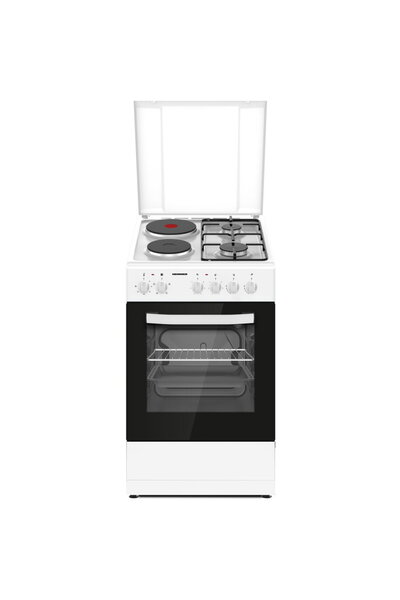 Heinner Aragaz mixt HFSC-S56E2HSWH, 2 arzatoare gaz + 2 plite electrice, apri...