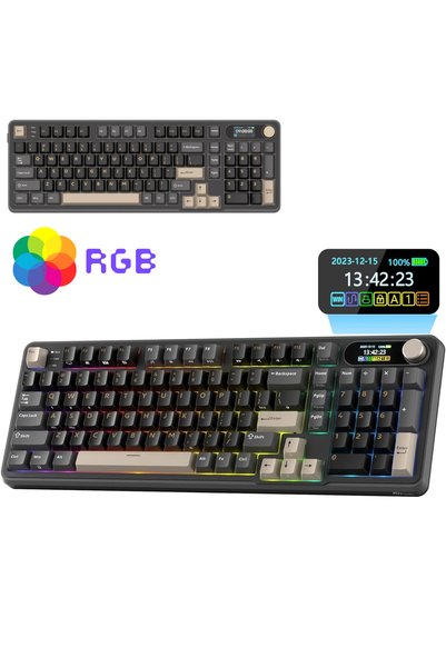 Qova Mechanical Wireless Keyboard, Professional Gaming S98, RGB with Light Ef...