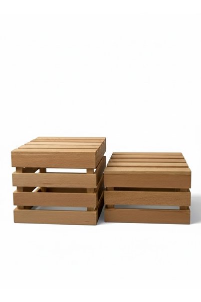 Generic 2-Pieces Wooden Natural Risers set