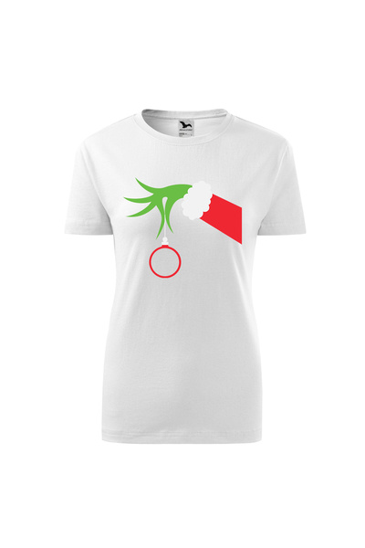 Malfini Tricou personalizat, Grinch #10, Bumbac 100%, Alb, Dama, Marime S