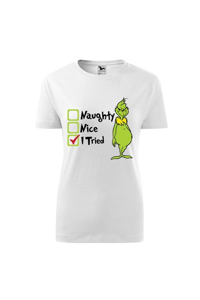 Malfini Tricou personalizat, Grinch #68, Bumbac 100%, Alb, Dama, Marime M