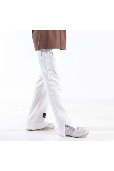 Adax Men's Oversized Wide Leg Pants with Elastic Waist - White
