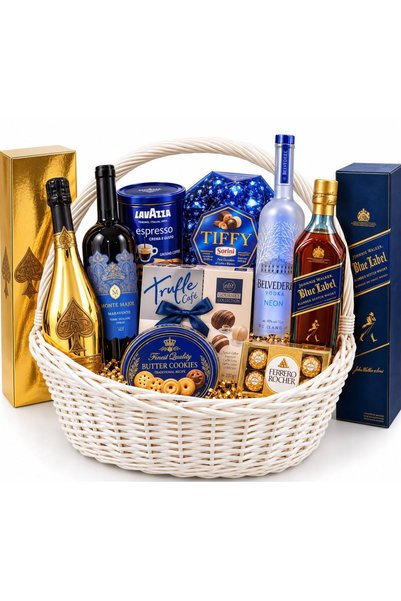 odjas Coș Cadou Royal Blue Prestige – Conține băuturi extra fine și specialit...