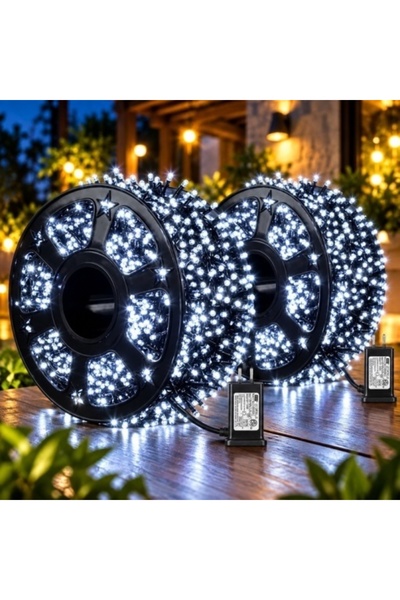 E-ANAMAG Set of 2 LED Installations 100 m, 8 Light Effects, COOL WHITE