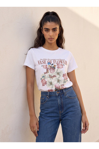 SP Characters Floral Print Cotton T-shirt
