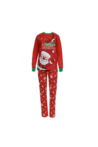 DD SHOP Set pijamale familie din bumbac, rosii cu Mos Craciun si reni, elasti...