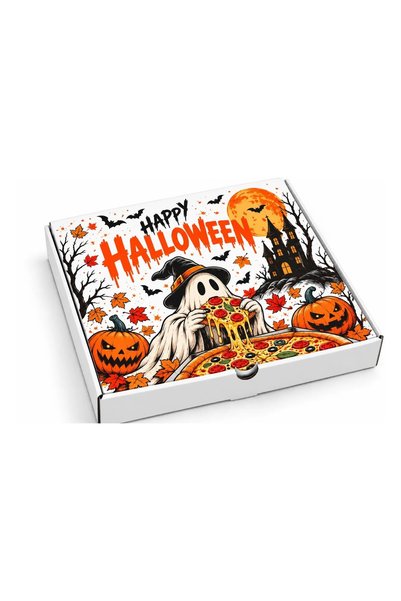 OEM Cutie Pizza 32x32 cm – Halloween – Albă – 100 buc/set – Fantoma – Cutie P...