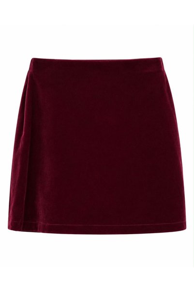 HandeButik Kadın Kadife A-Line Mini Etek