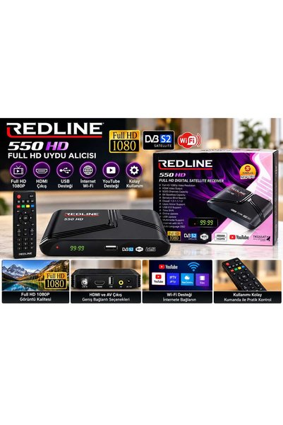 Şaheser Redline 550 HD Full HD 1080P Uydu Alıcısı DVB-S2 HDMI USB Wi-Fi Destekli YouTube Özellikli Dijital Uydu Receiver
