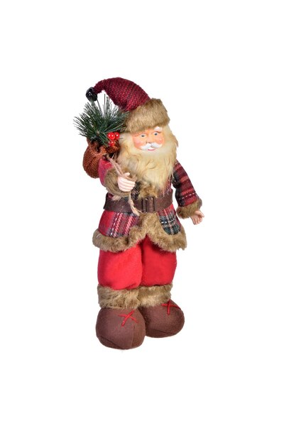 DD SHOP Figurina Decorativa Mos Craciun Sacou cu Carouri 35cm